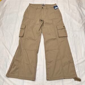 Arizona Women's Mid Rise Straight Cargo Khaki Pant Size 13